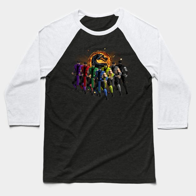 Ninja Mortal Rhapsody Kombat Baseball T-Shirt by Pannolinno